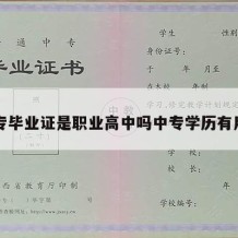 中专毕业证是职业高中吗中专学历有用吗