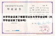 大学毕业证丢了哪里可以补大学毕业证呢（大学毕业证丢了能补吗）