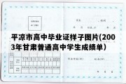 平凉市高中毕业证样子图片(2003年甘肃普通高中学生成绩单）