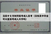 没高中文凭如何报考成人高考（没有高中毕业可以直接考成人大学吗）