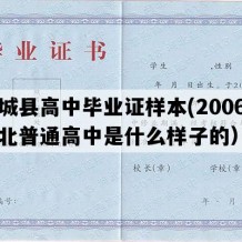 故城县高中毕业证样本(2006年河北普通高中是什么样子的）