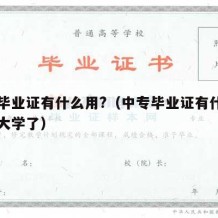 中专毕业证有什么用?（中专毕业证有什么用不读大学了）