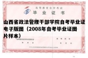 山西省政法管理干部学院自考毕业证电子版图（2008年自考毕业证图片样本）