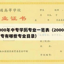 2000年中专学历专业一览表（2000年中专有哪些专业目录）