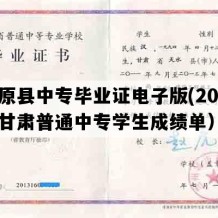 镇原县中专毕业证电子版(2003年甘肃普通中专学生成绩单）