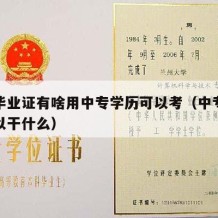 中专毕业证有啥用中专学历可以考（中专毕业证可以干什么）