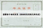 想要拿个本科文凭（拿本科文凭有几种方式）