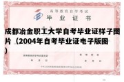 成都冶金职工大学自考毕业证样子图片（2004年自考毕业证电子版图）