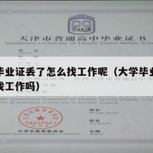 大学毕业证丢了怎么找工作呢（大学毕业证丢了能找工作吗）