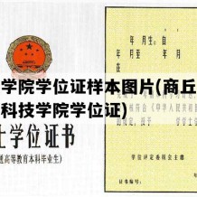 商丘学院学位证样本图片(商丘学院应用科技学院学位证)