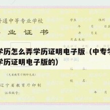 中专学历怎么弄学历证明电子版（中专学历怎么弄学历证明电子版的）