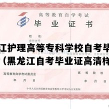 黑龙江护理高等专科学校自考毕业证模板（黑龙江自考毕业证高清样图）