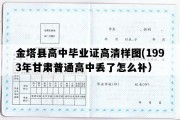 金塔县高中毕业证高清样图(1993年甘肃普通高中丢了怎么补）