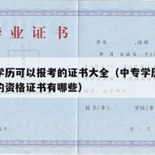 中专学历可以报考的证书大全（中专学历可以报考的资格证书有哪些）