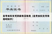 自考本科文凭到底有没有用（自考本科文凭有用吗知乎）