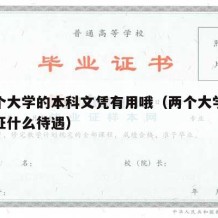 有两个大学的本科文凭有用哦（两个大学本科毕业证什么待遇）