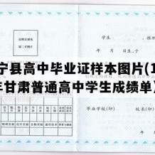 正宁县高中毕业证样本图片(1994年甘肃普通高中学生成绩单）