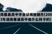 凤凰县高中毕业证模板图片(2003年湖南普通高中是什么样子的）