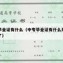 中专毕业证有什么（中专毕业证有什么用不读大学了）