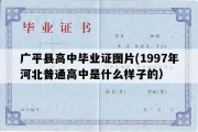 广平县高中毕业证图片(1997年河北普通高中是什么样子的）