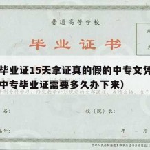 中专毕业证15天拿证真的假的中专文凭有用吗（中专毕业证需要多久办下来）