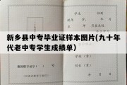 新乡县中专毕业证样本图片(九十年代老中专学生成绩单）