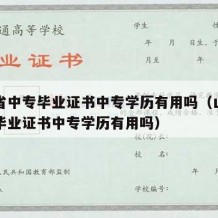 山东省中专毕业证书中专学历有用吗（山东省中专毕业证书中专学历有用吗）