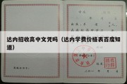 达内招收高中文凭吗（达内学费价格表百度知道）