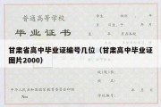 甘肃省高中毕业证编号几位（甘肃高中毕业证图片2000）