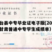 灵台县中专毕业证电子版(2000年甘肃普通中专学生成绩单）