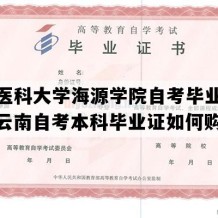 昆明医科大学海源学院自考毕业证模板（云南自考本科毕业证如何购买）