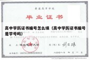 高中学历证书编号怎么填（高中学历证书编号是学号吗）