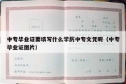 中专毕业证要填写什么学历中专文凭呢（中专毕业证图片）