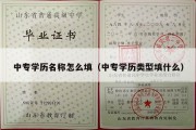 中专学历名称怎么填（中专学历类型填什么）