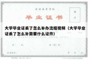 大学毕业证丢了怎么补办流程视频（大学毕业证丢了怎么补需要什么证件）