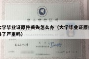 大学毕业证原件丢失怎么办（大学毕业证原件丢了严重吗）