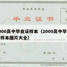 2000高中毕业证样本（2000高中毕业证样本图片大全）