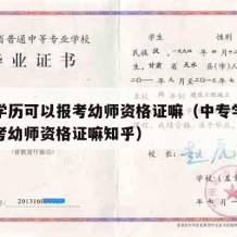 中专学历可以报考幼师资格证嘛（中专学历可以报考幼师资格证嘛知乎）