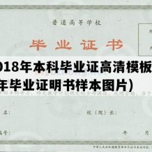 2018年本科毕业证高清模板(18年毕业证明书样本图片)