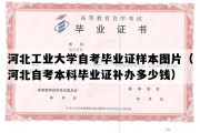 河北工业大学自考毕业证样本图片（河北自考本科毕业证补办多少钱）