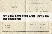 大学毕业证书主要说明什么技能（大学毕业证书要说明哪类技能）