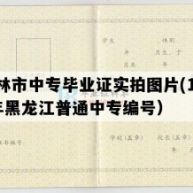 虎林市中专毕业证实拍图片(1996年黑龙江普通中专编号）