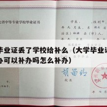 大学毕业证丢了学校给补么（大学毕业证丢了怎么办可以补办吗怎么补办）