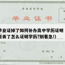 高中毕业证掉了如何补办高中学历证明（高中毕业证丢了怎么证明学历?别着急!）