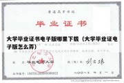 大学毕业证书电子版哪里下载（大学毕业证电子版怎么弄）