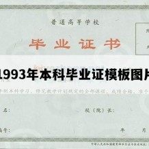 1993年本科毕业证模板图片