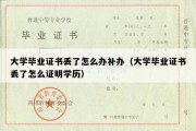 大学毕业证书丢了怎么办补办（大学毕业证书丢了怎么证明学历）