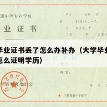 大学毕业证书丢了怎么办补办（大学毕业证书丢了怎么证明学历）