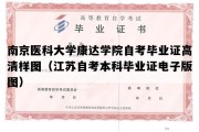 南京医科大学康达学院自考毕业证高清样图（江苏自考本科毕业证电子版图）