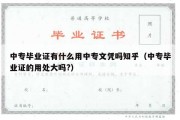 中专毕业证有什么用中专文凭吗知乎（中专毕业证的用处大吗?）